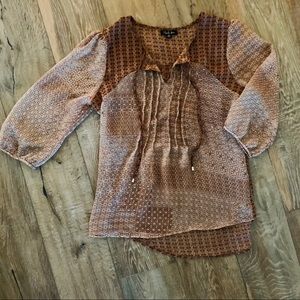 Anthropologie Antilia Femme Sheer Pheasant Top